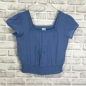 Abercrombie Kids Girls Lace-trim Smoked Waist Top Blouse Size 15/16 - K606